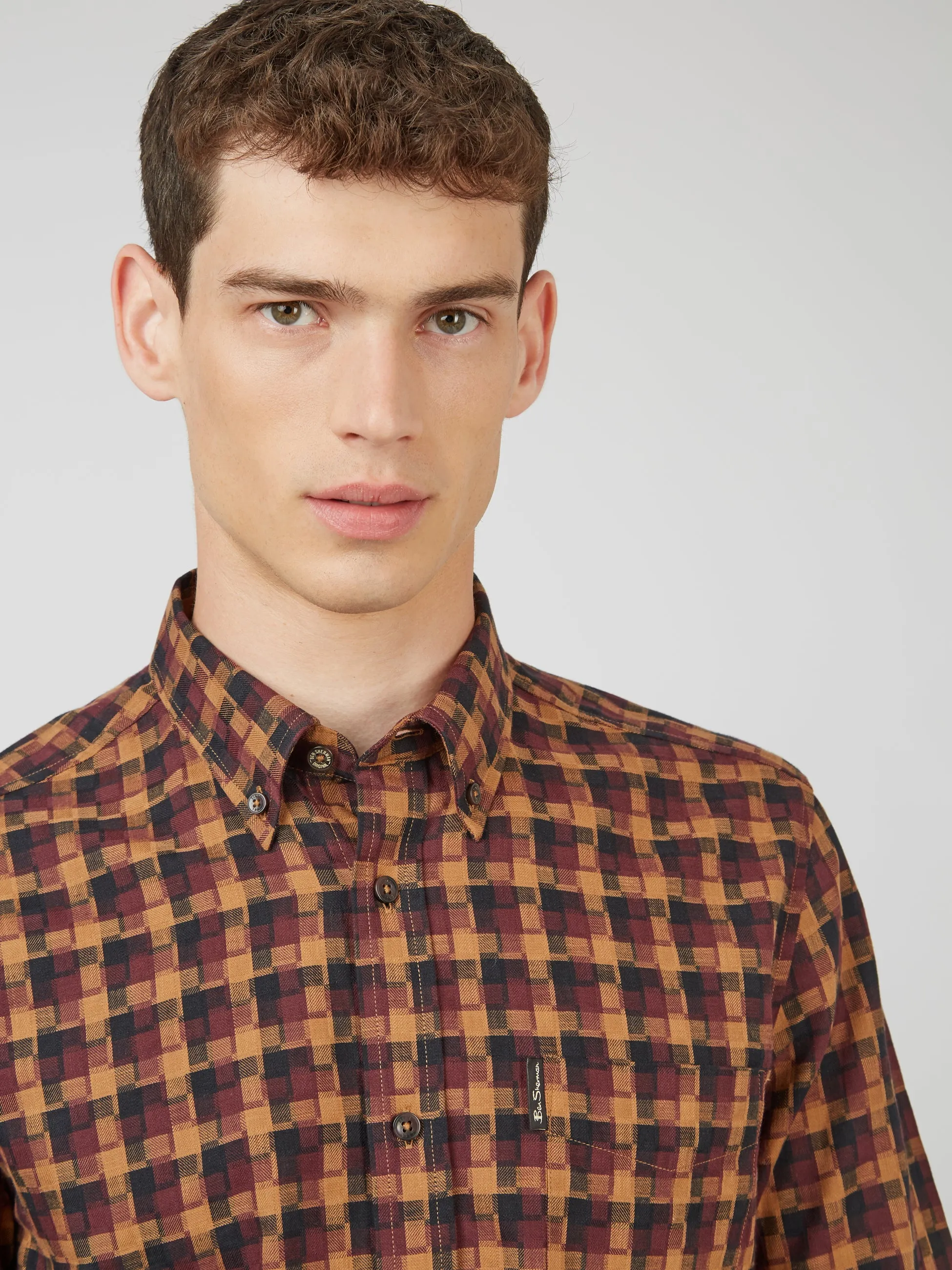 Fractured Gingham Check Long-Sleeve Shirt sold by Ben Sherman