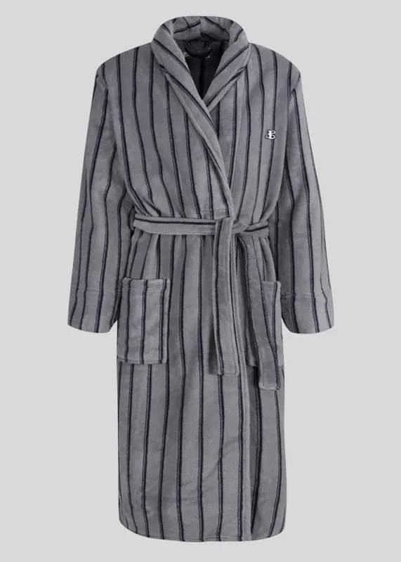 Raven Fleece Knit Robe - Grey Stripe sold by Ben Sherman