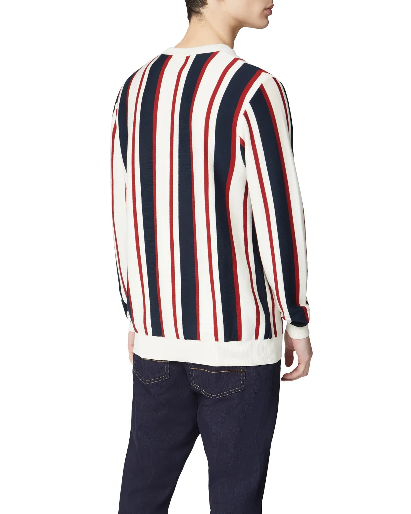 Knitted Mod Stripe Crewneck Sweater - Ivory sold by Ben Sherman product image thumbnail 2