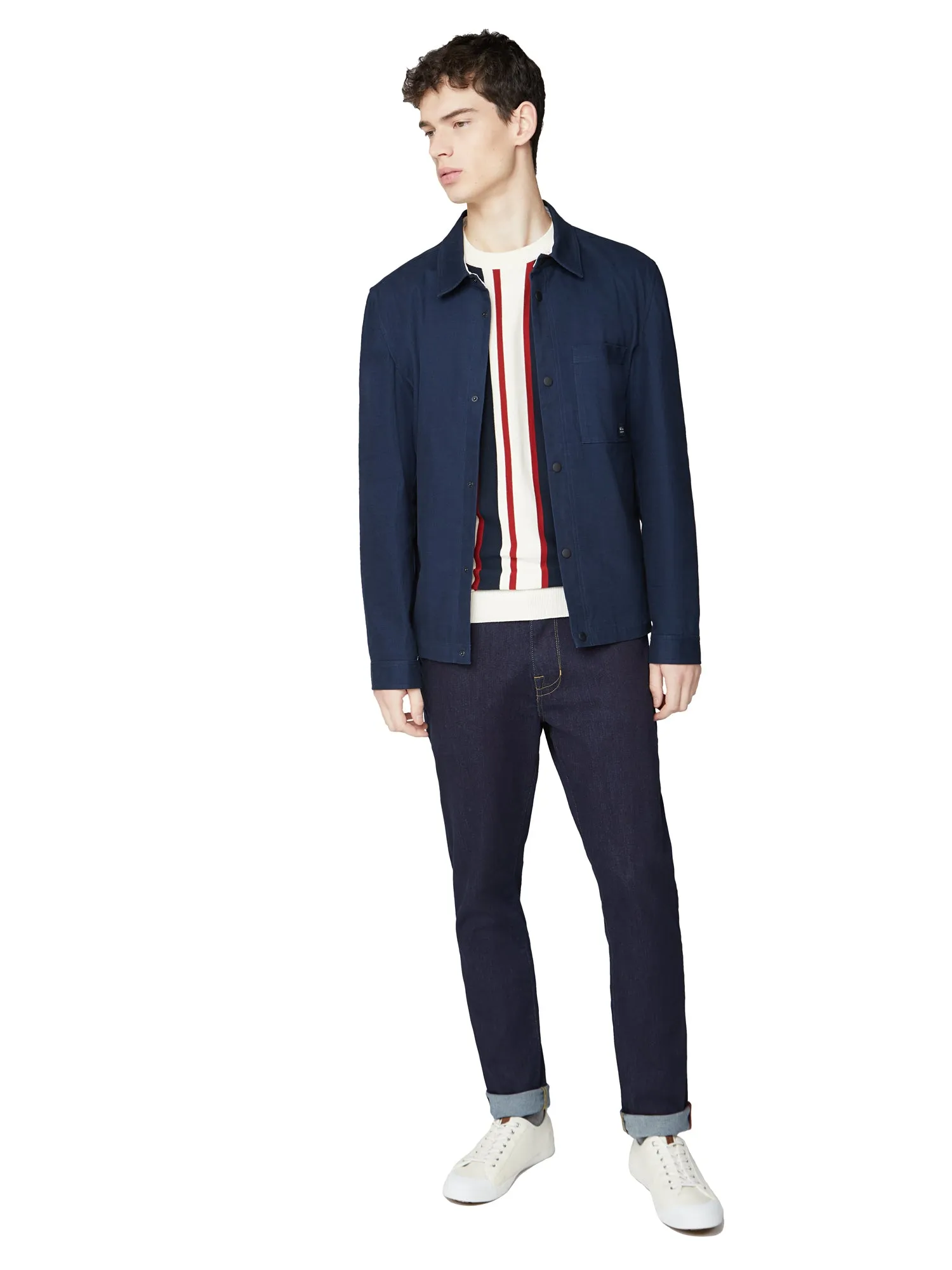 Knitted Mod Stripe Crewneck Sweater - Ivory sold by Ben Sherman product image thumbnail 5