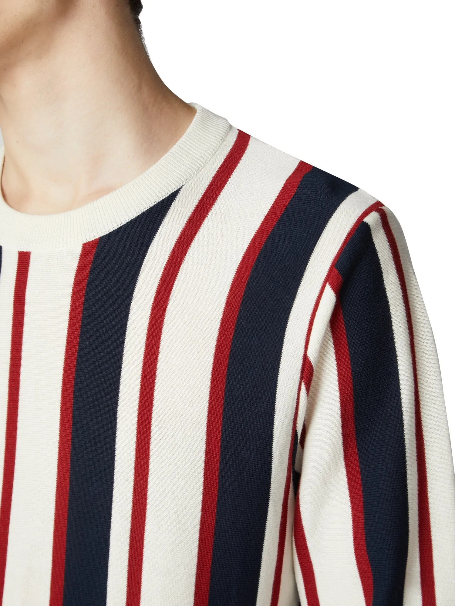 Knitted Mod Stripe Crewneck Sweater - Ivory sold by Ben Sherman product image thumbnail 3