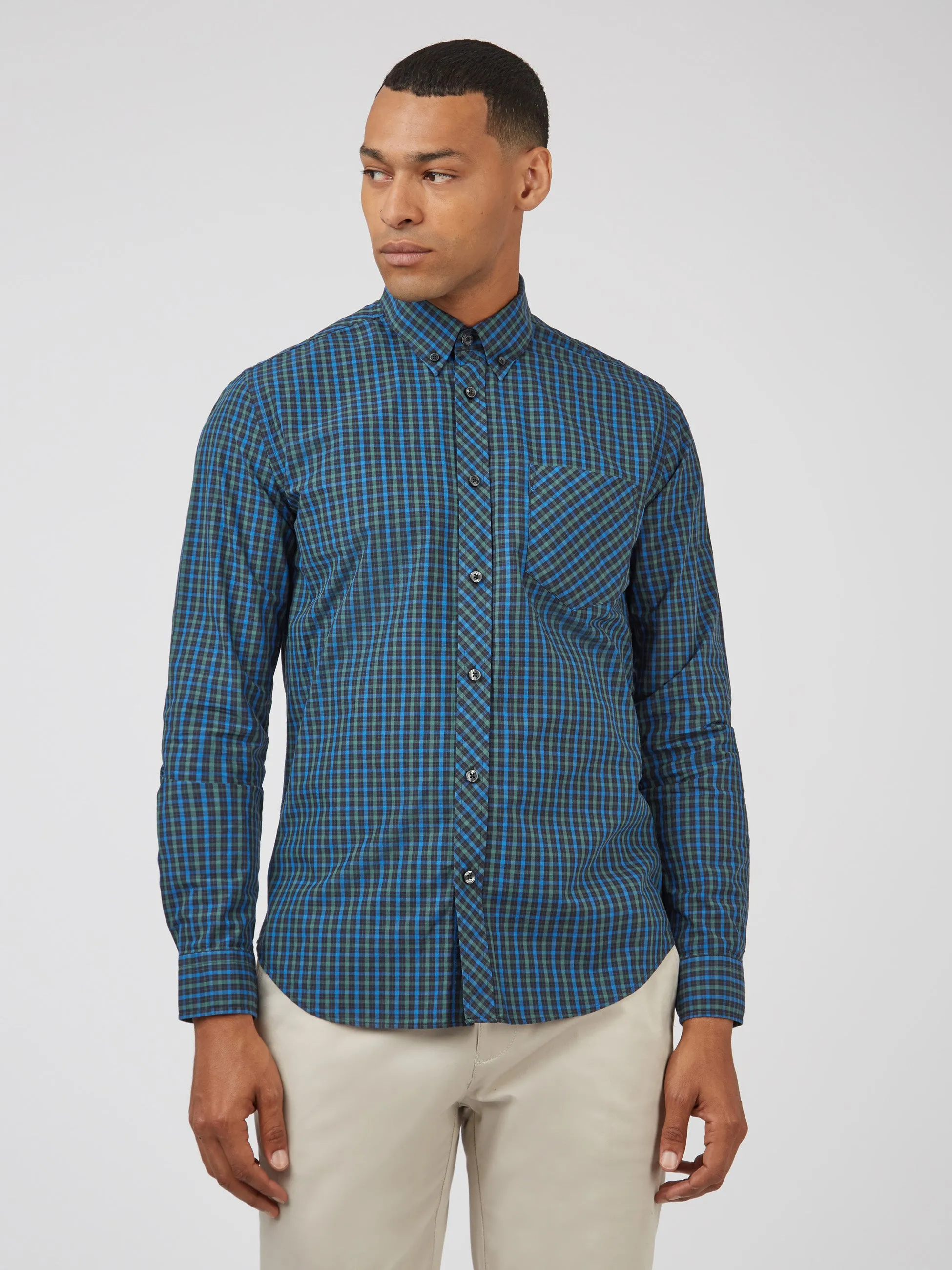 Signature Long-Sleeve House Check Shirt - Dark Emerald sold by Ben Sherman product image thumbnail 4