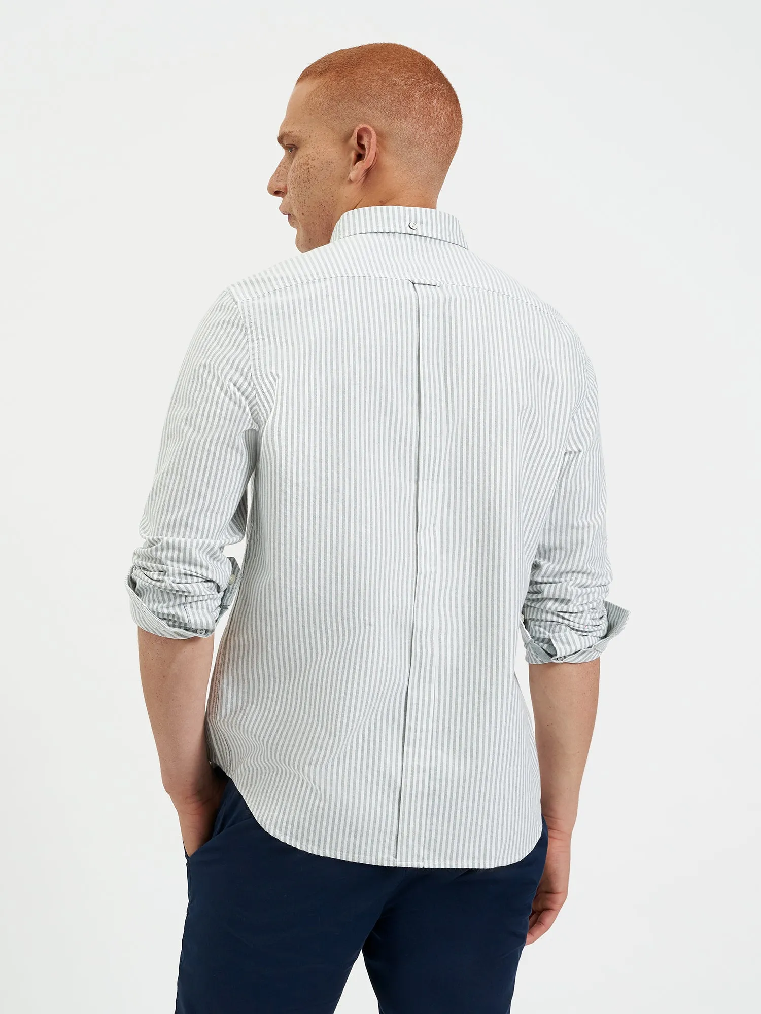 Brighton Oxford Organic Stripe Shirt - Forest Green Bengal Stripe sold by Ben Sherman product image thumbnail 4