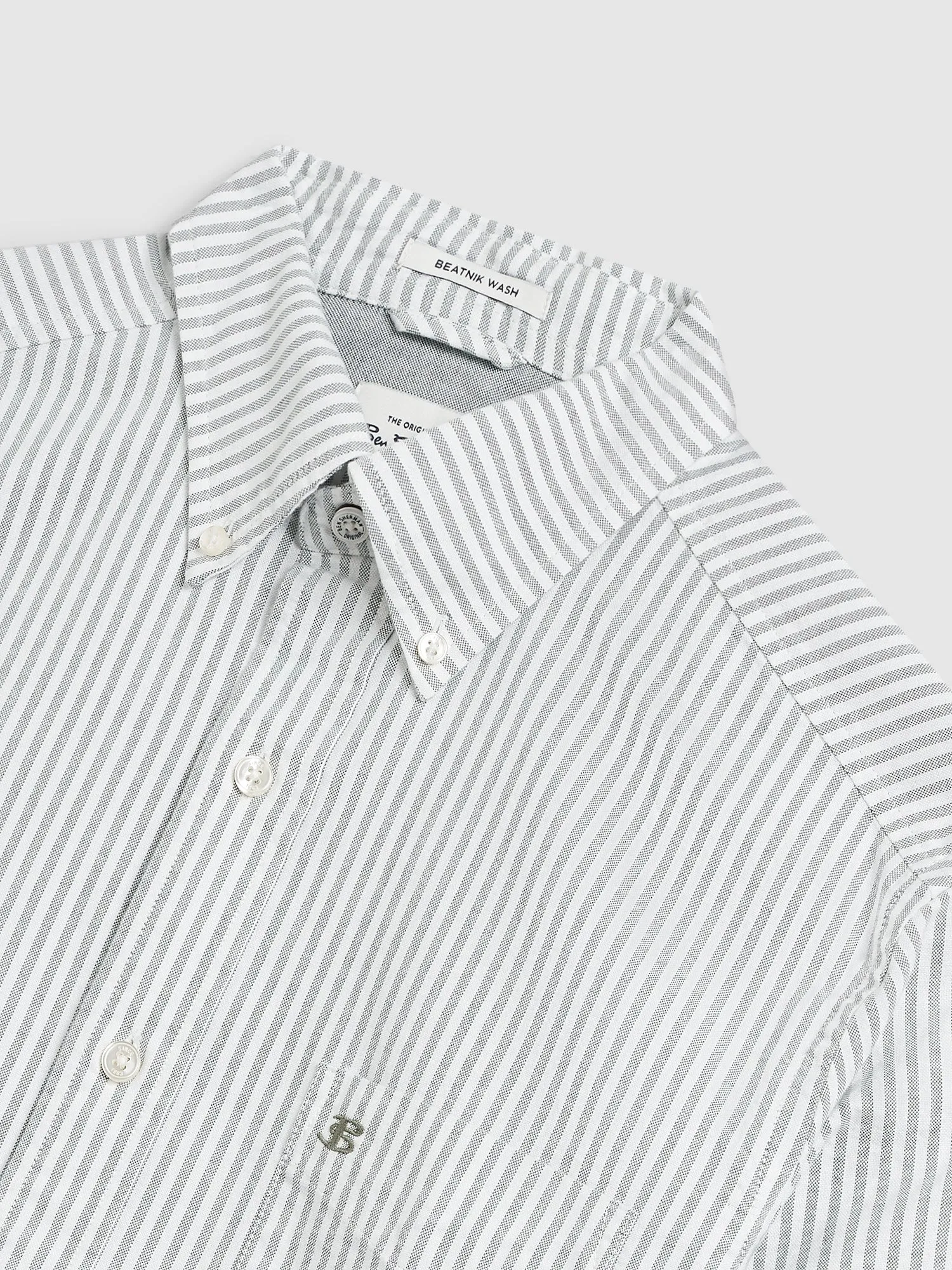 Brighton Oxford Organic Stripe Shirt - Forest Green Bengal Stripe sold by Ben Sherman product image thumbnail 2