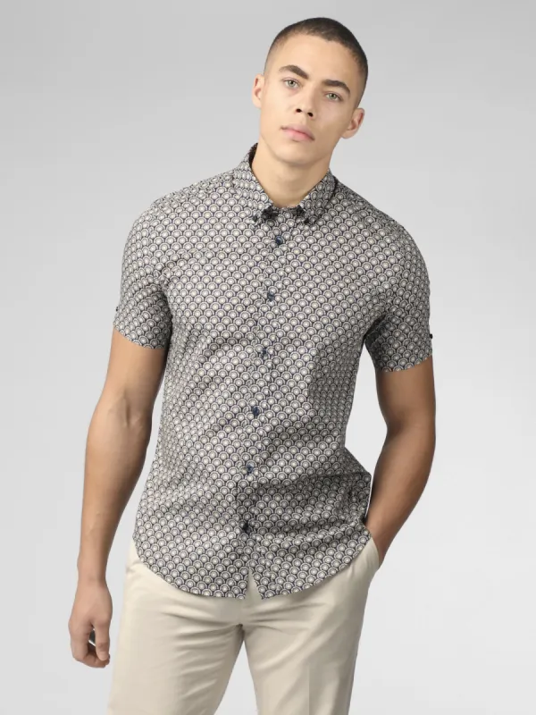 Block Geo Print Shirt - Ink sold by Ben Sherman
