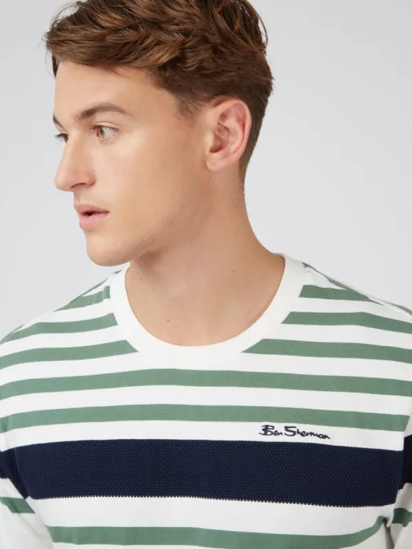 Signature Jersey Stripe Tee - White sold by Ben Sherman