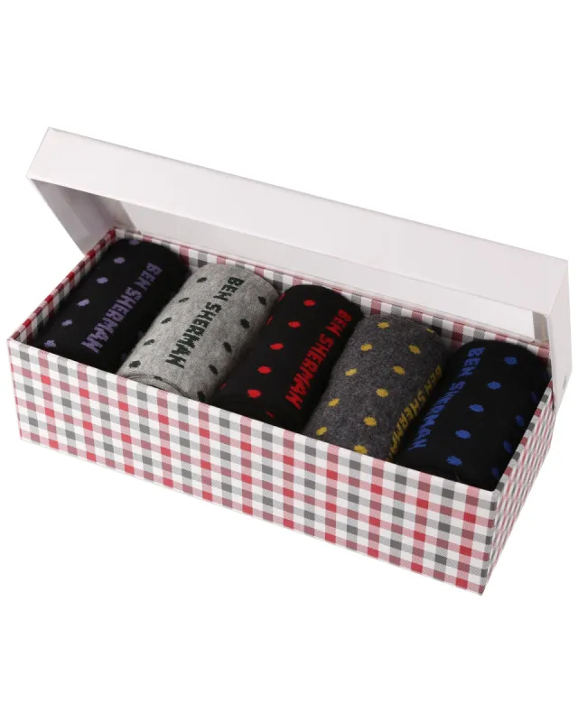 Men's Gift Socks 5-Pack - Multi Spot sold by Ben Sherman