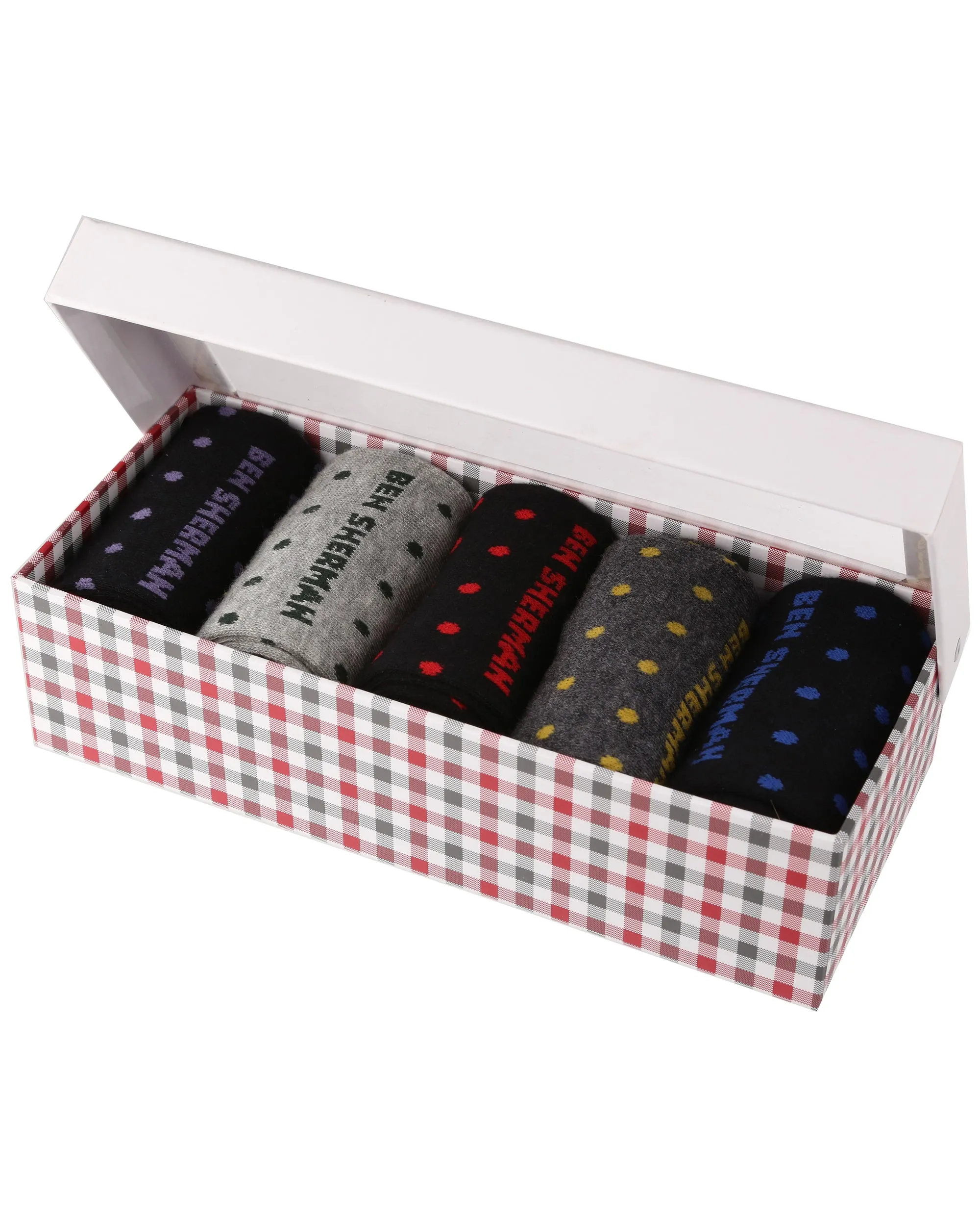 Men's Gift Socks 5-Pack - Multi Spot sold by Ben Sherman