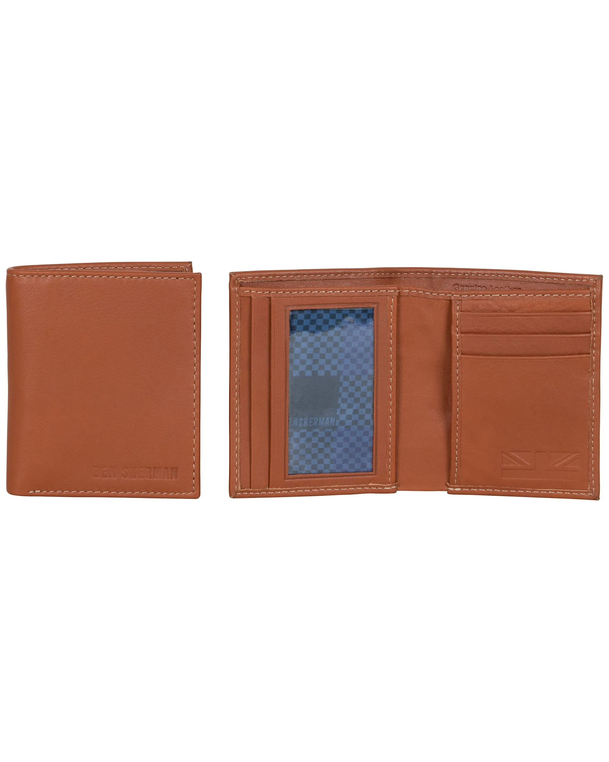 Leather Square Passcase Bifold Wallet - Cognac sold by Ben Sherman product image thumbnail 3