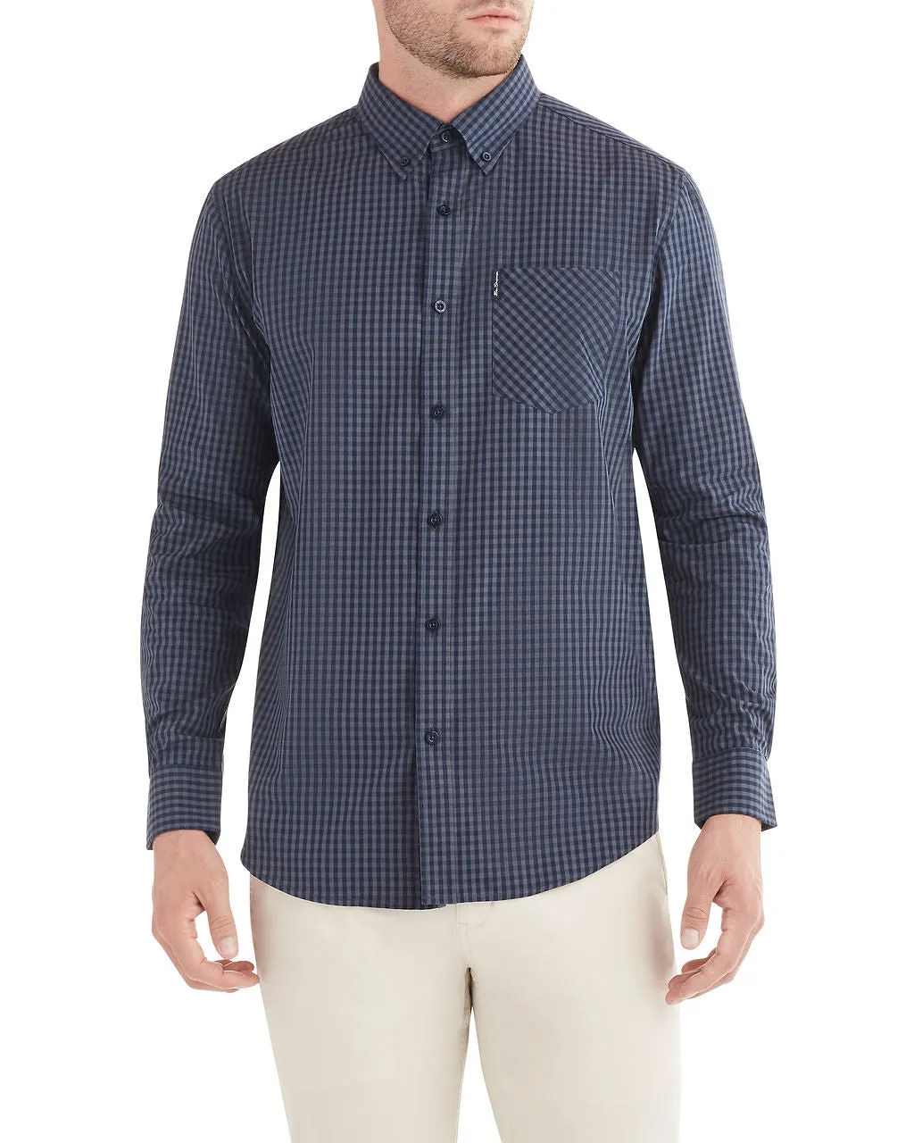 Long-Sleeve Classic Gingham Shirt - Navy Blazer sold by Ben Sherman