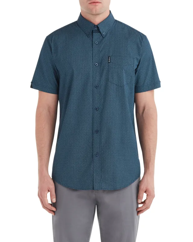 Short-Sleeve Micro Paisley Shirt - Dark Navy sold by Ben Sherman