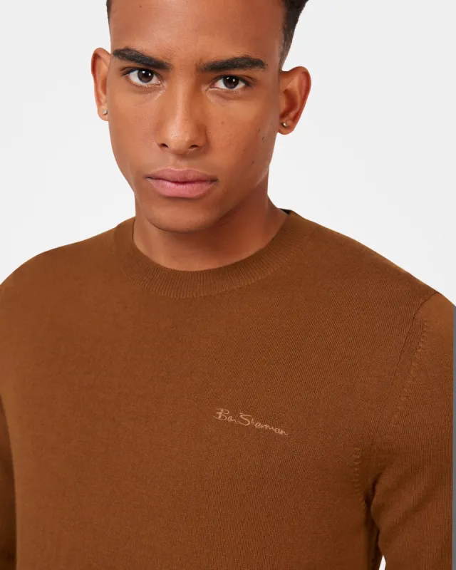 Signature Merino Crewneck Sweater - Utility Brown sold by Ben Sherman