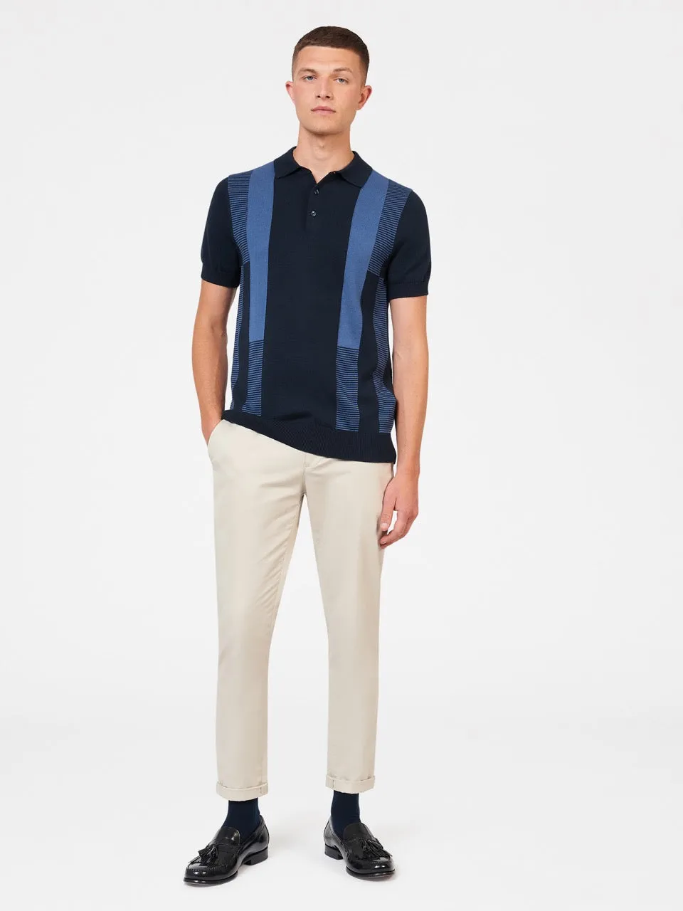 Intarsia Stripe Knit Polo - Dark Navy sold by Ben Sherman product image thumbnail 5