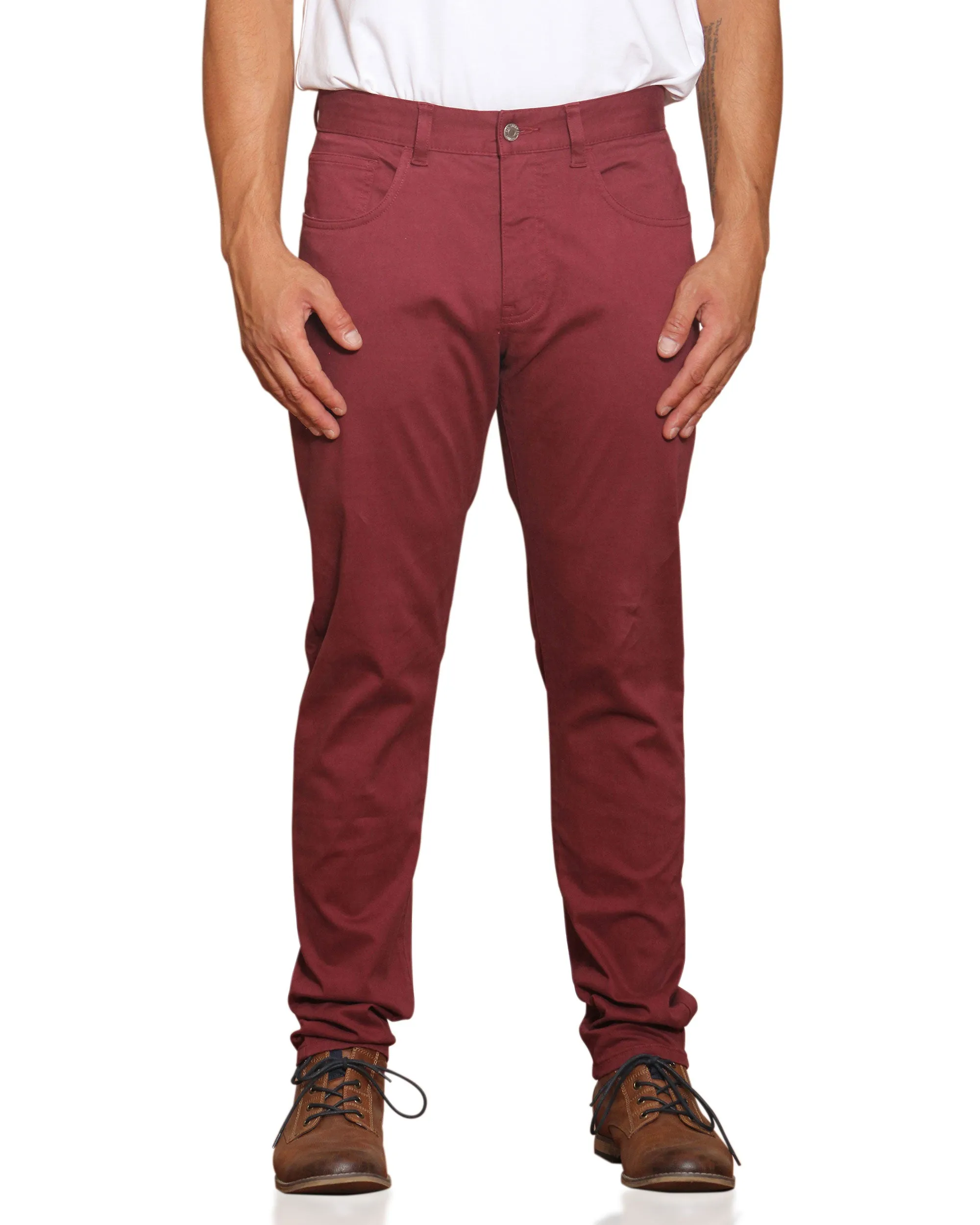 Stretch Sateen Five-Pocket Pant - Tawny Port sold by Ben Sherman