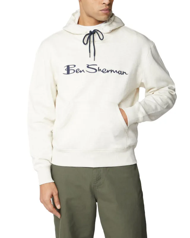 Embroidered Logo Hoodie - Ecru made by Ben Sherman
