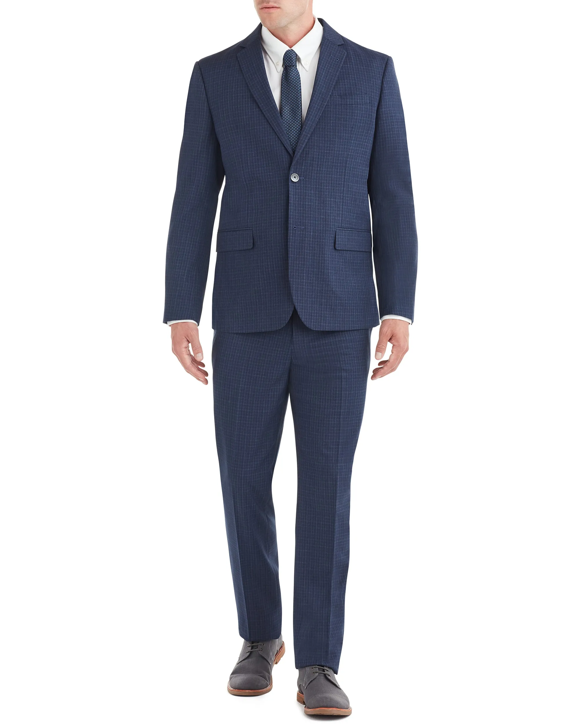 Bell Check Single-Breasted Suit - Blue sold by Ben Sherman