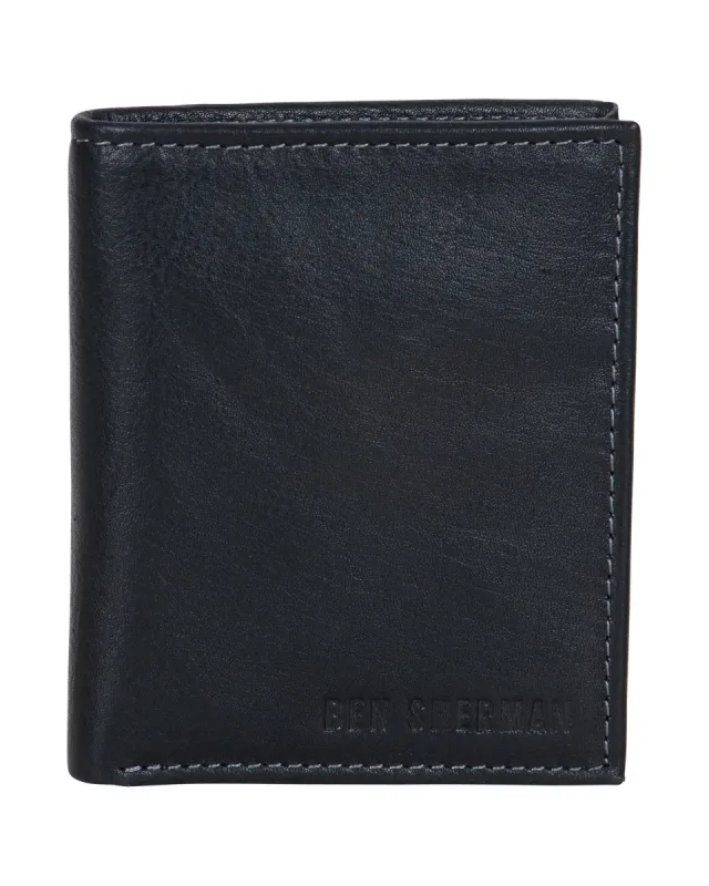 Leather Square Passcase Bifold Wallet - Black made by Heritage