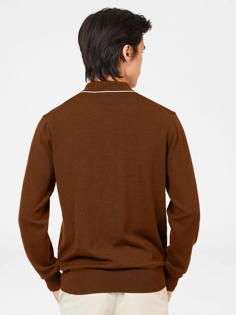 Tipped Merino Knit Sweater Polo - Brown sold by Ben Sherman product image thumbnail 5