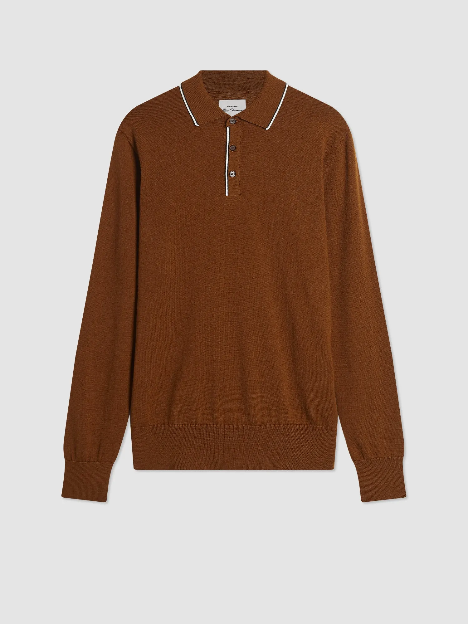 Tipped Merino Knit Sweater Polo - Brown sold by Ben Sherman product image thumbnail 2