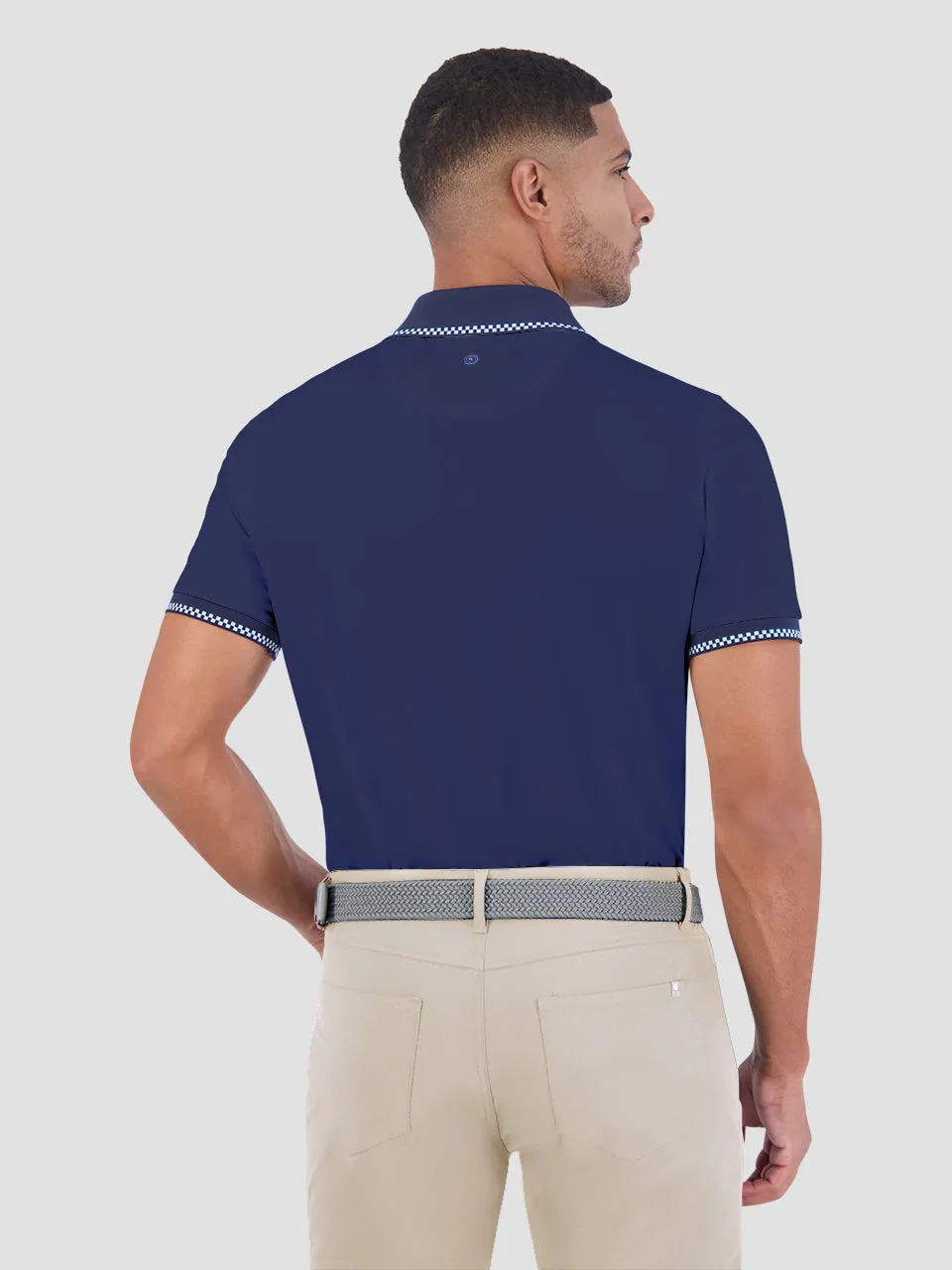 Checker Rib Air Pique Sports Fit Polo - Navy sold by Ben Sherman product image thumbnail 2