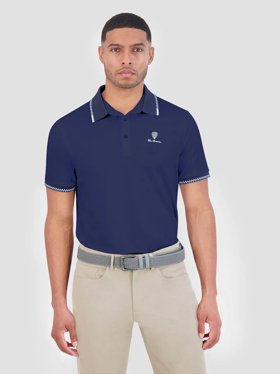 Checker Rib Air Pique Sports Fit Polo - Navy sold by Ben Sherman product image thumbnail 4