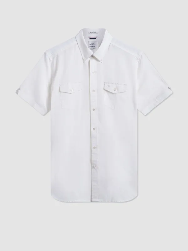 Garment Dye Linen Shirt - White sold by Ben Sherman
