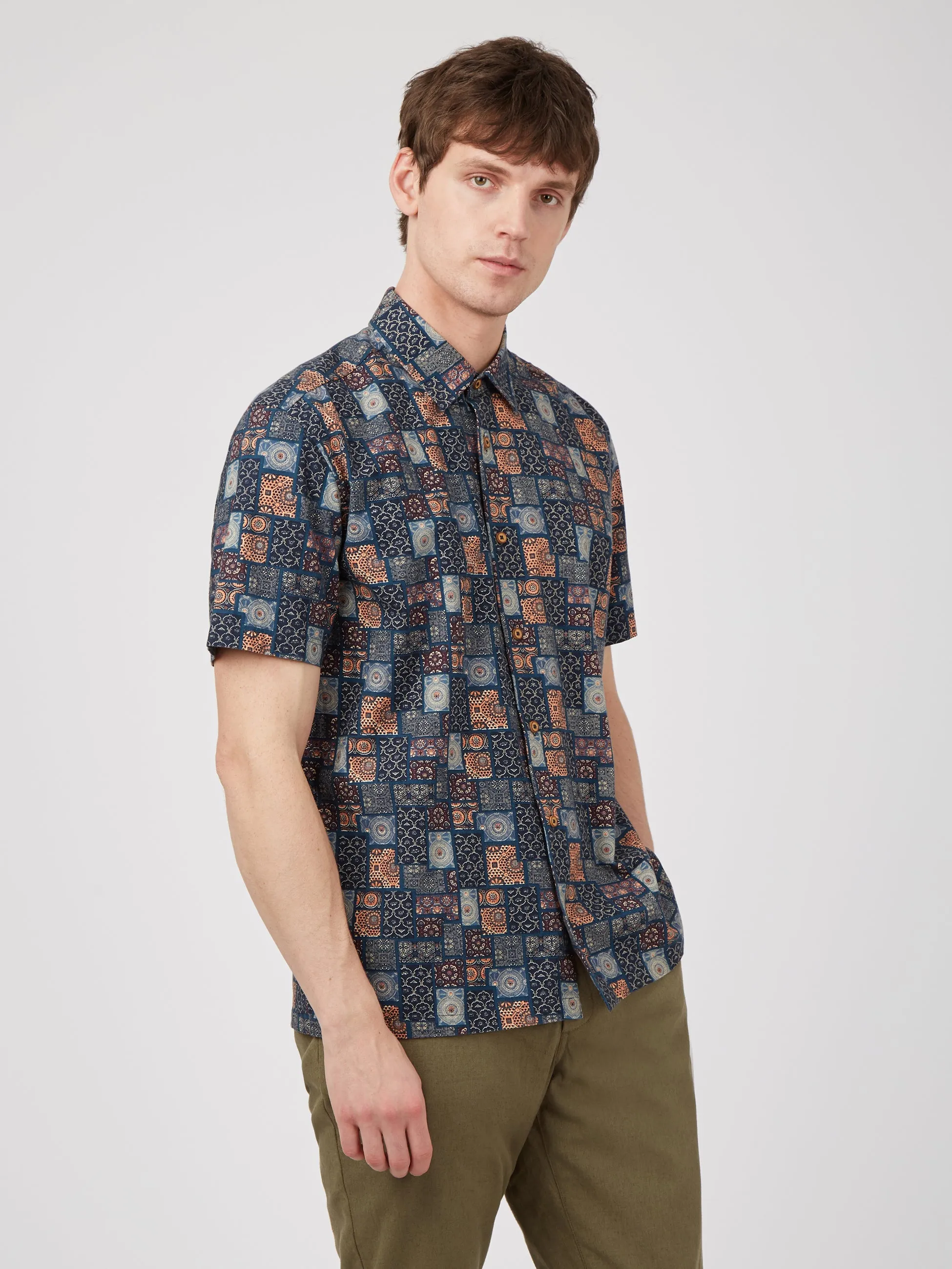 Geo Eastern Tile Print Short-Sleeve Shirt sold by Ben Sherman