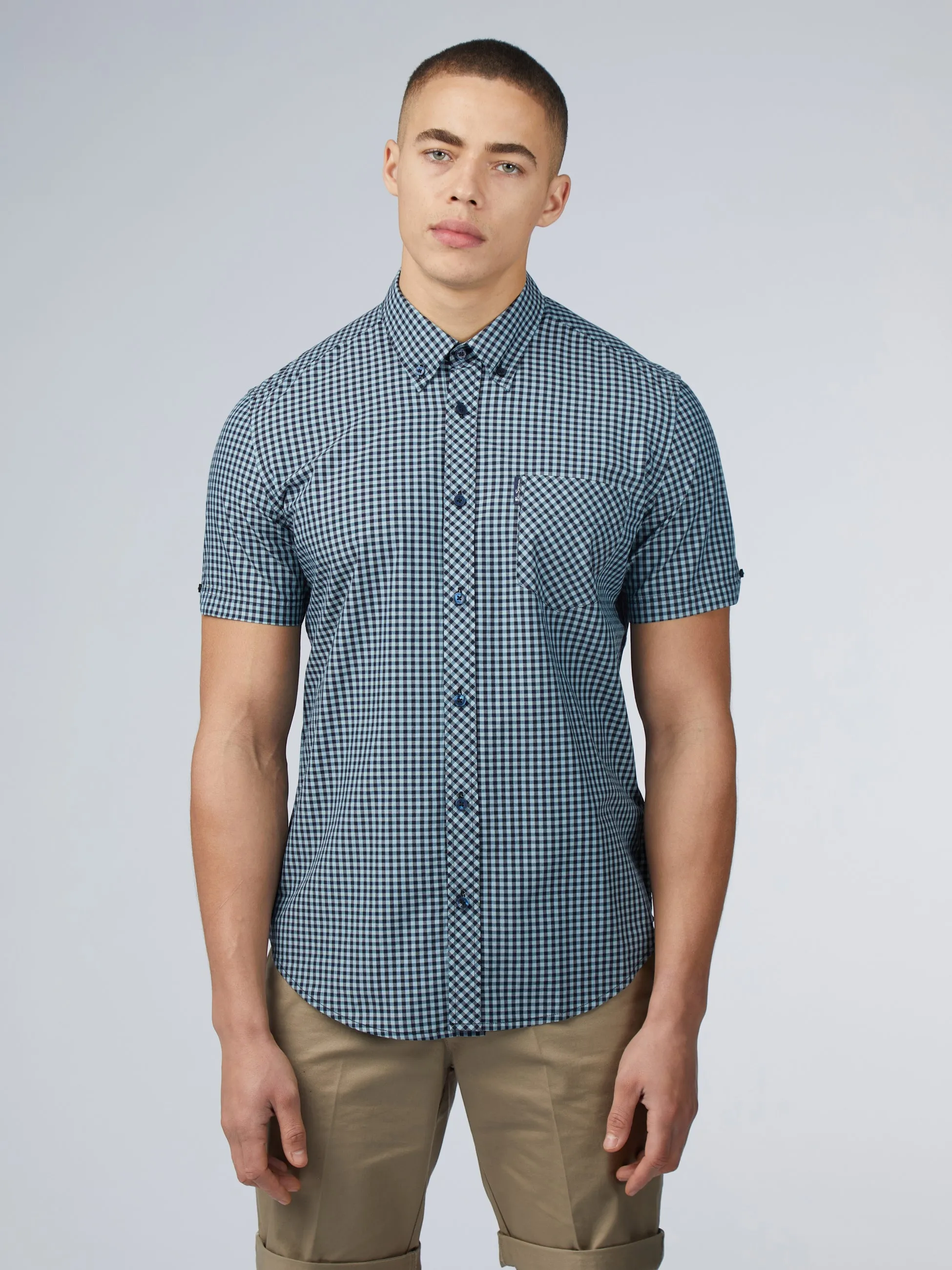 Signature Short Sleeve Gingham Shirt - Petrol sold by Ben Sherman