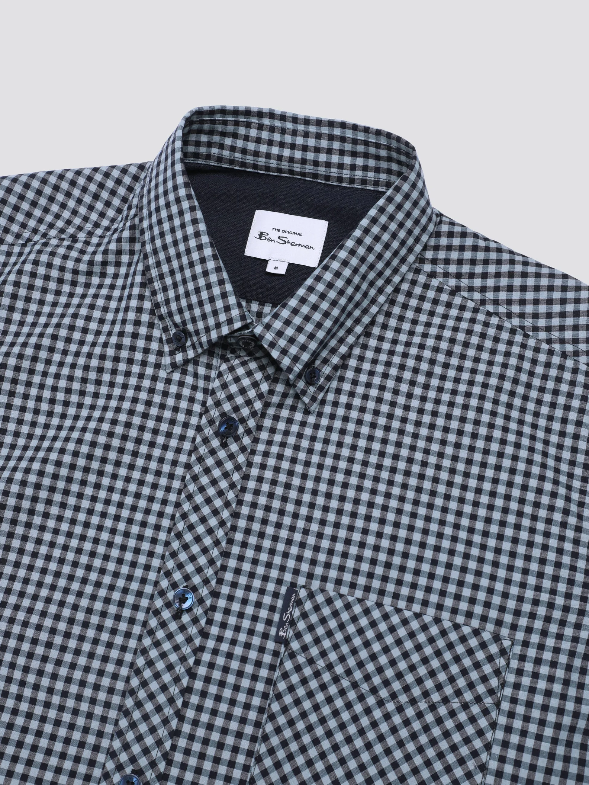 Signature Short Sleeve Gingham Shirt - Petrol sold by Ben Sherman product image thumbnail 5