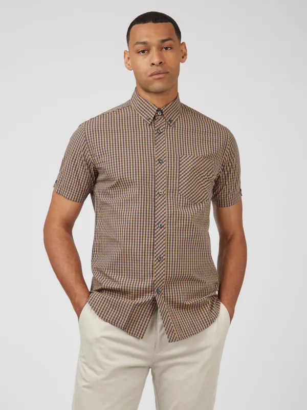 Signature Short-Sleeve Gingham Shirt - Ochre sold by Ben Sherman