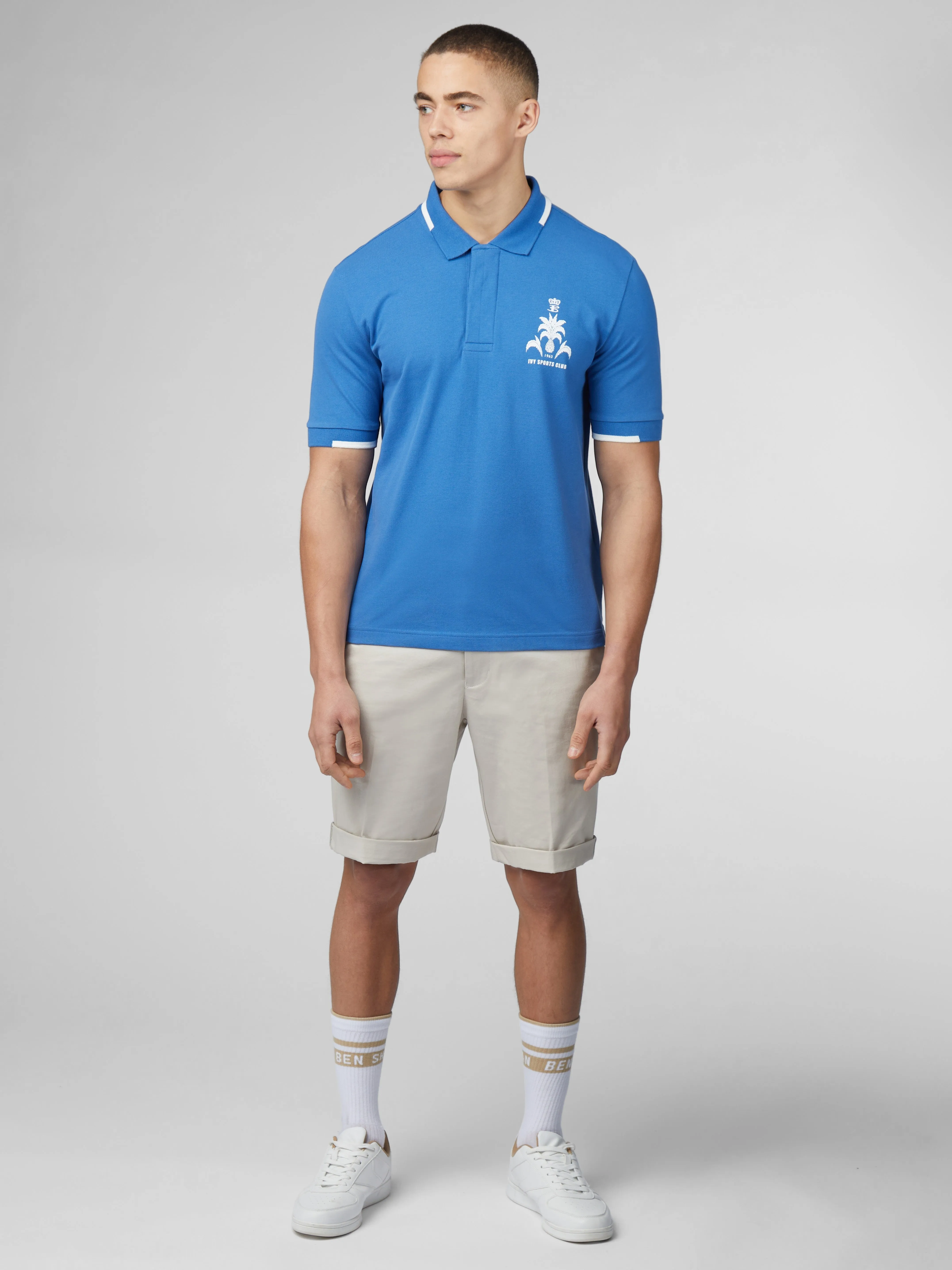 B by Ben Sherman Sports Club Embroidered Polo - Blue sold by Ben Sherman product image thumbnail 3