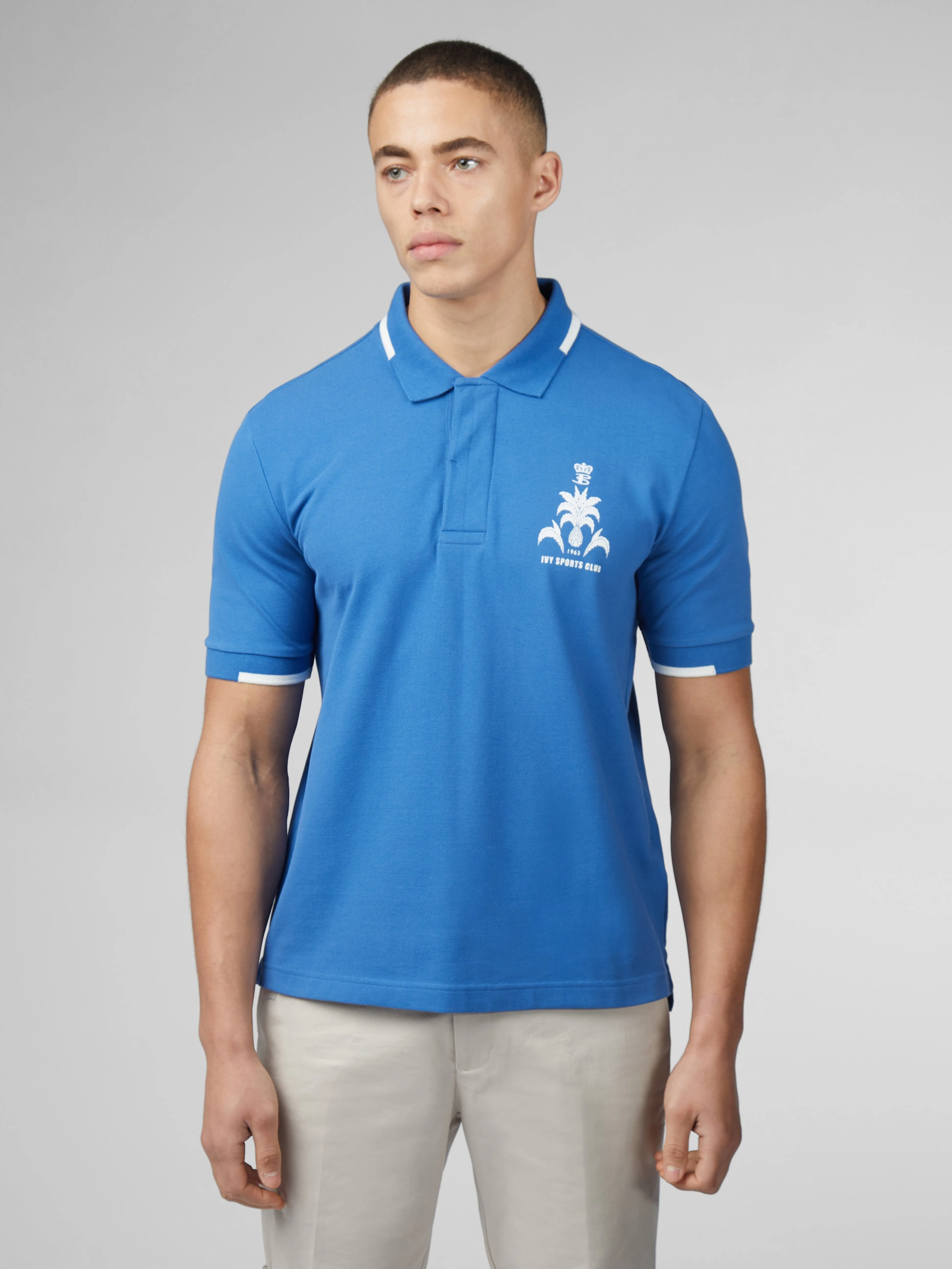 B by Ben Sherman Sports Club Embroidered Polo - Blue sold by Ben Sherman product image thumbnail 2