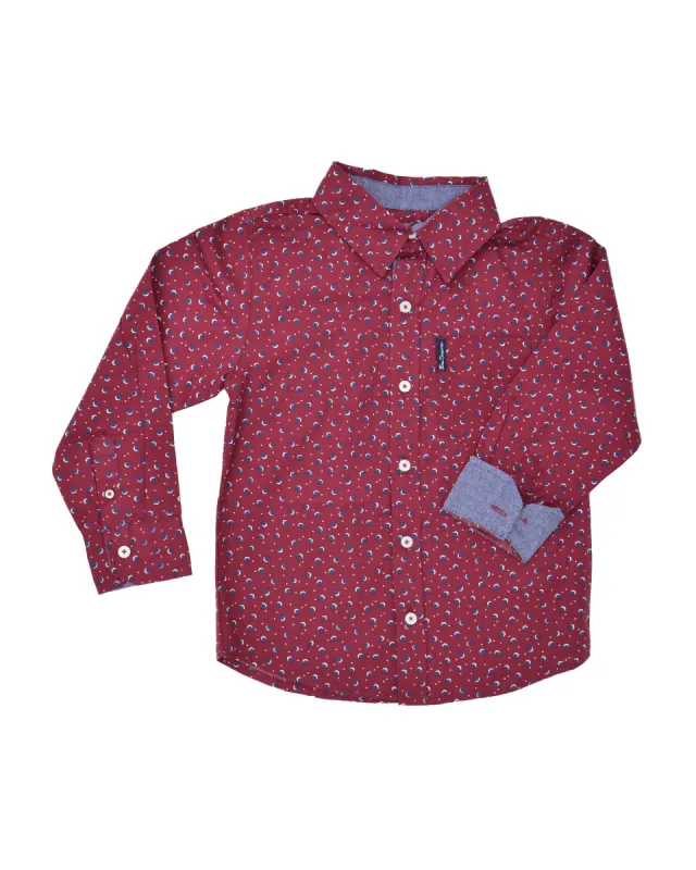 Boys' Red Button-Down Shirt with Navy Dot Pattern (Sizes 8-18) sold by Ben Sherman