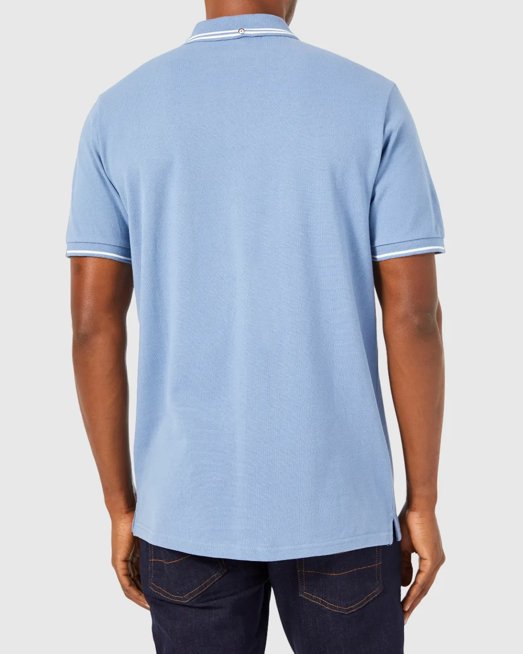 Script Tipped Pique Polo Shirt - Light Blue/White sold by Ben Sherman product image thumbnail 2