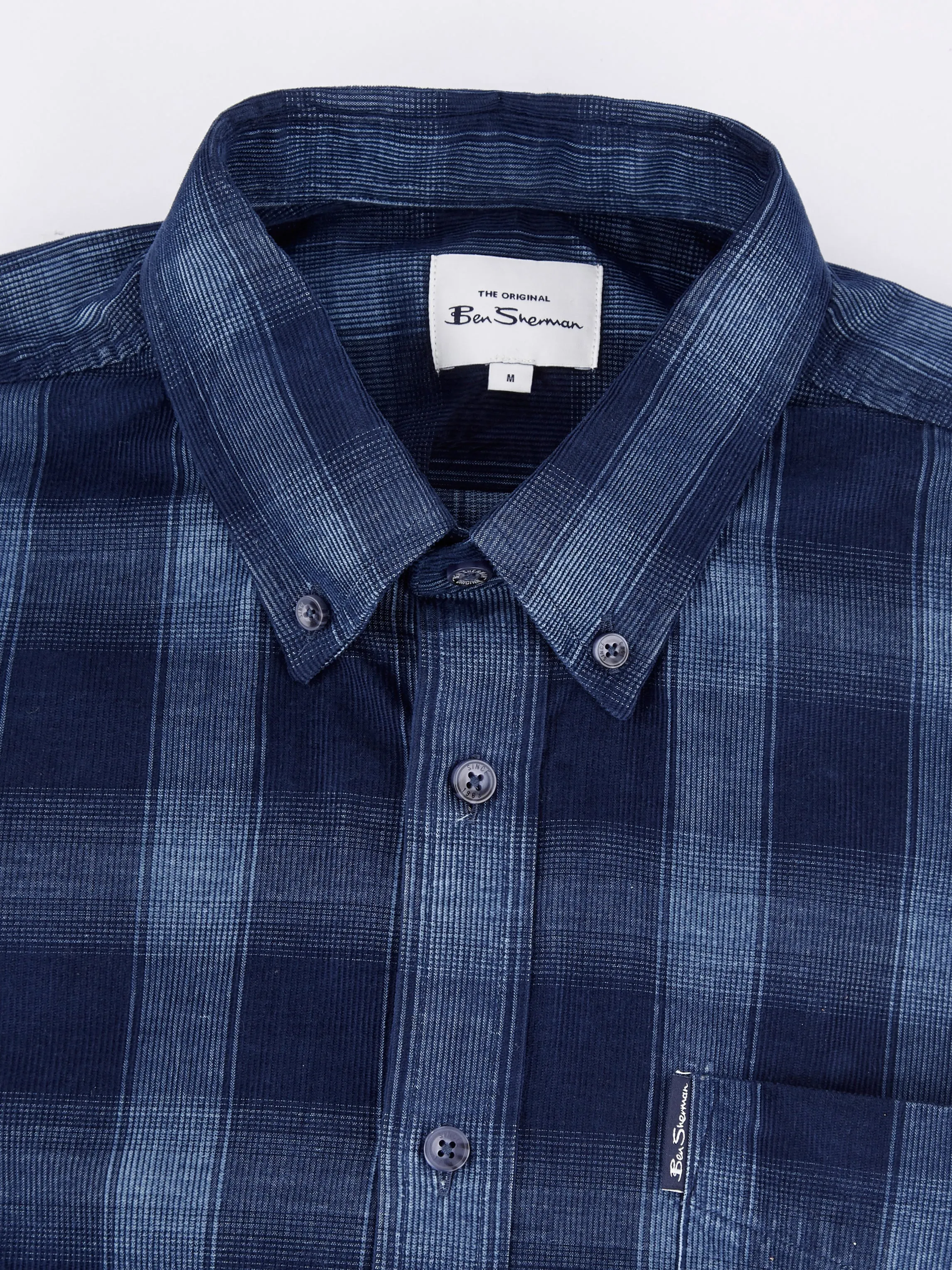 Long-Sleeve Corduroy Ombre Check Shirt - Dark Blue sold by Ben Sherman product image thumbnail 5