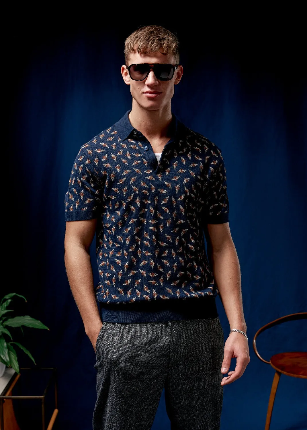 Art Deco Knit Polo - Dark Navy sold by Ben Sherman product image thumbnail 4