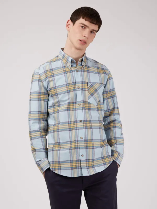 Oxford Tartan Check Long-Sleeve Shirt - Sky Blue sold by Ben Sherman