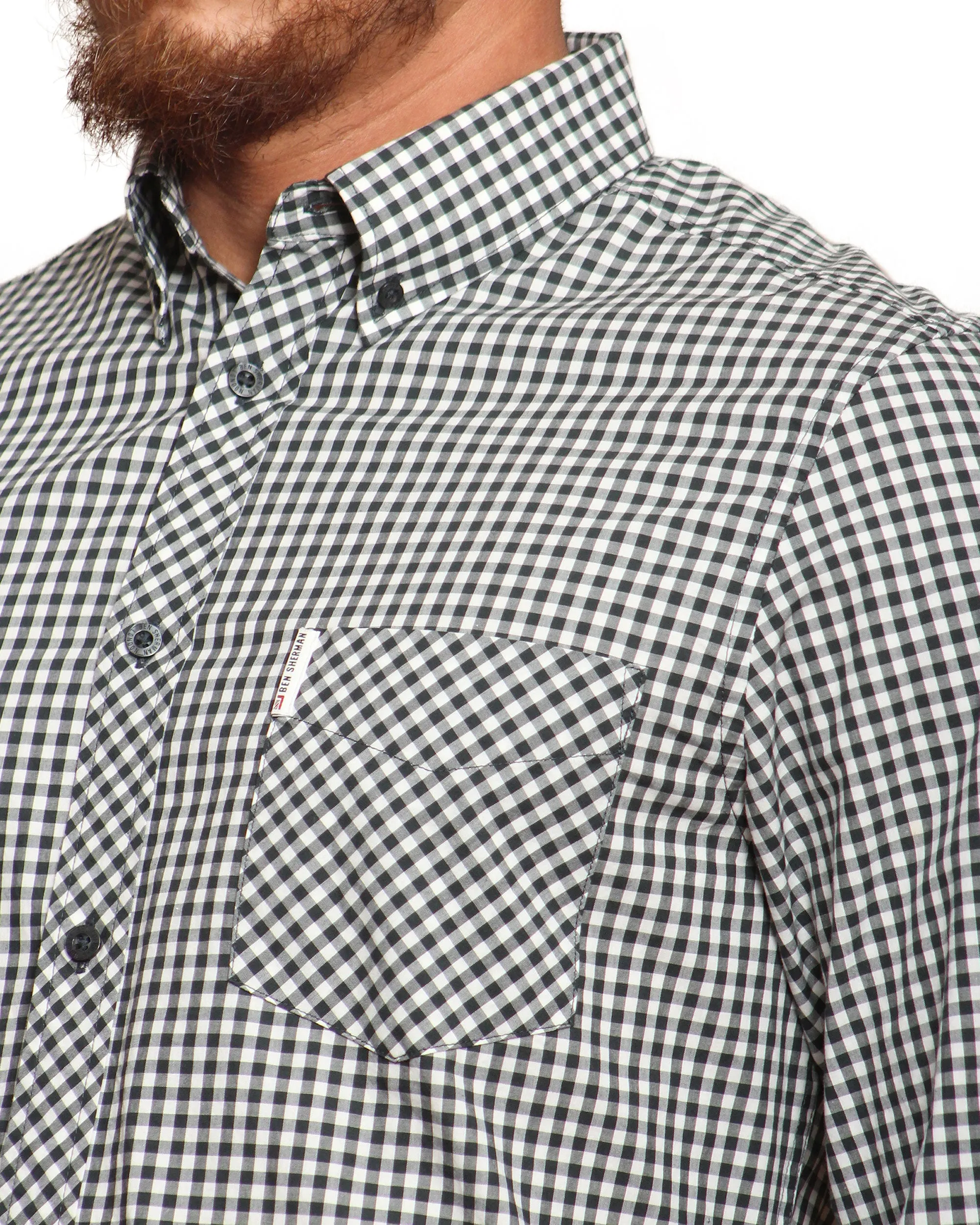 Long-Sleeve Gingham Shirt - Dark Green sold by Ben Sherman product image thumbnail 4