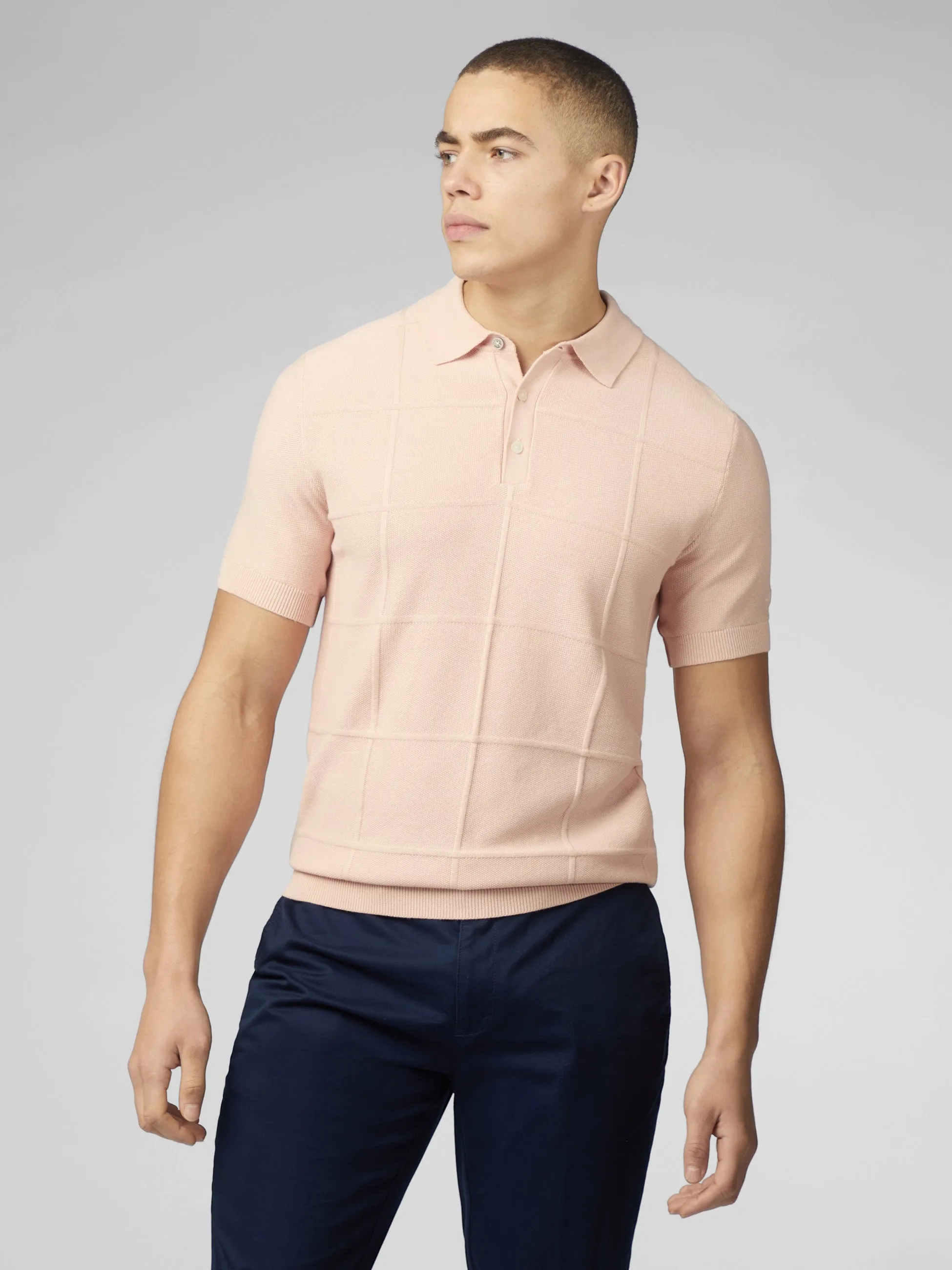 Signature Textured Polo - Pale Pink sold by Ben Sherman