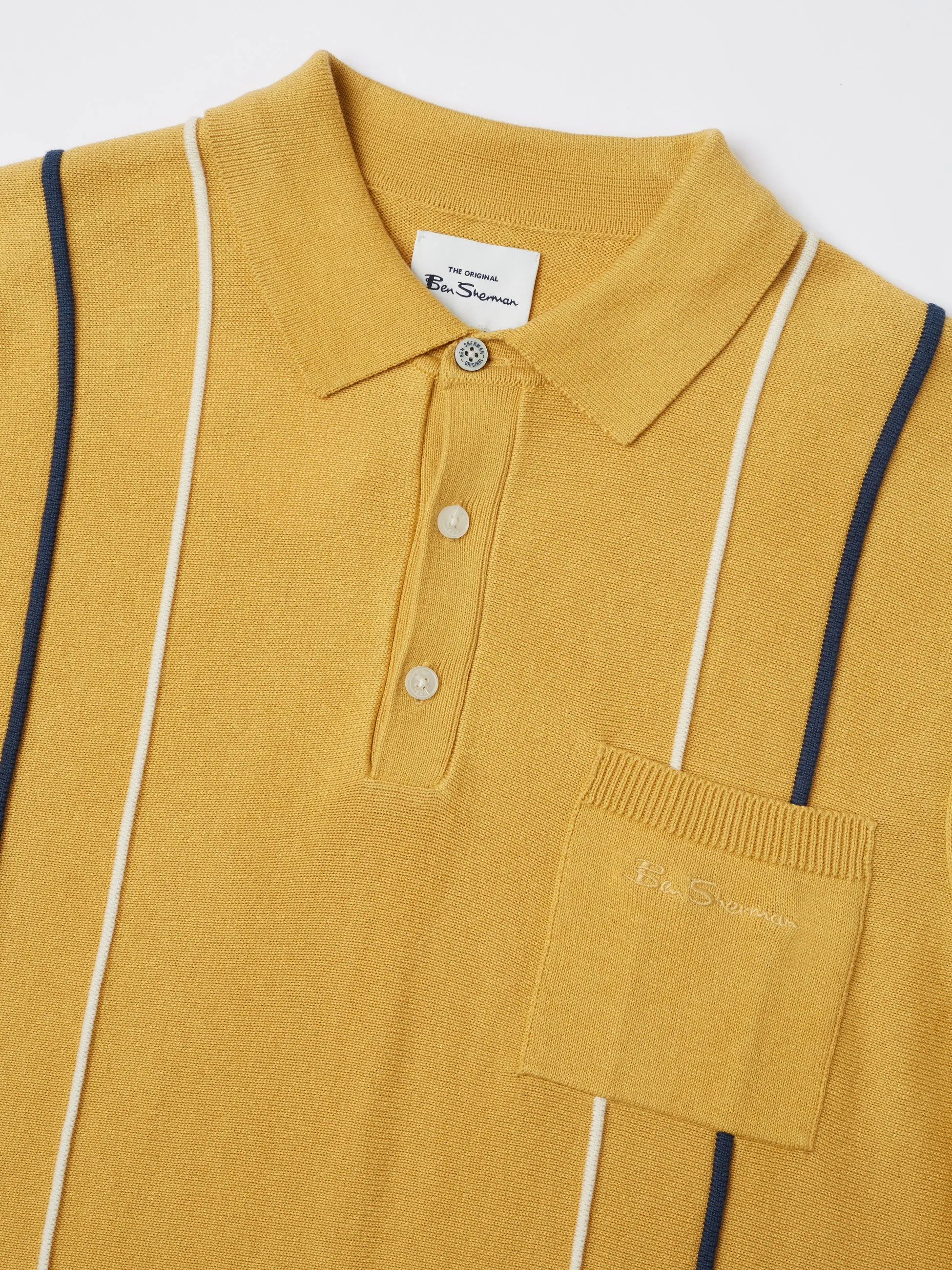 Minimal Mod Knit Striped Polo - Butterscotch sold by Ben Sherman product image thumbnail 5
