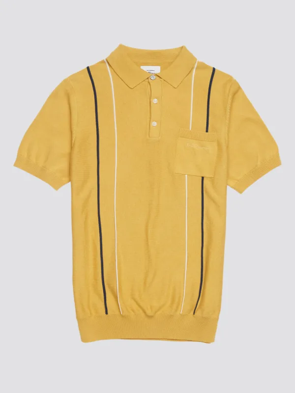 Minimal Mod Knit Striped Polo - Butterscotch sold by Ben Sherman