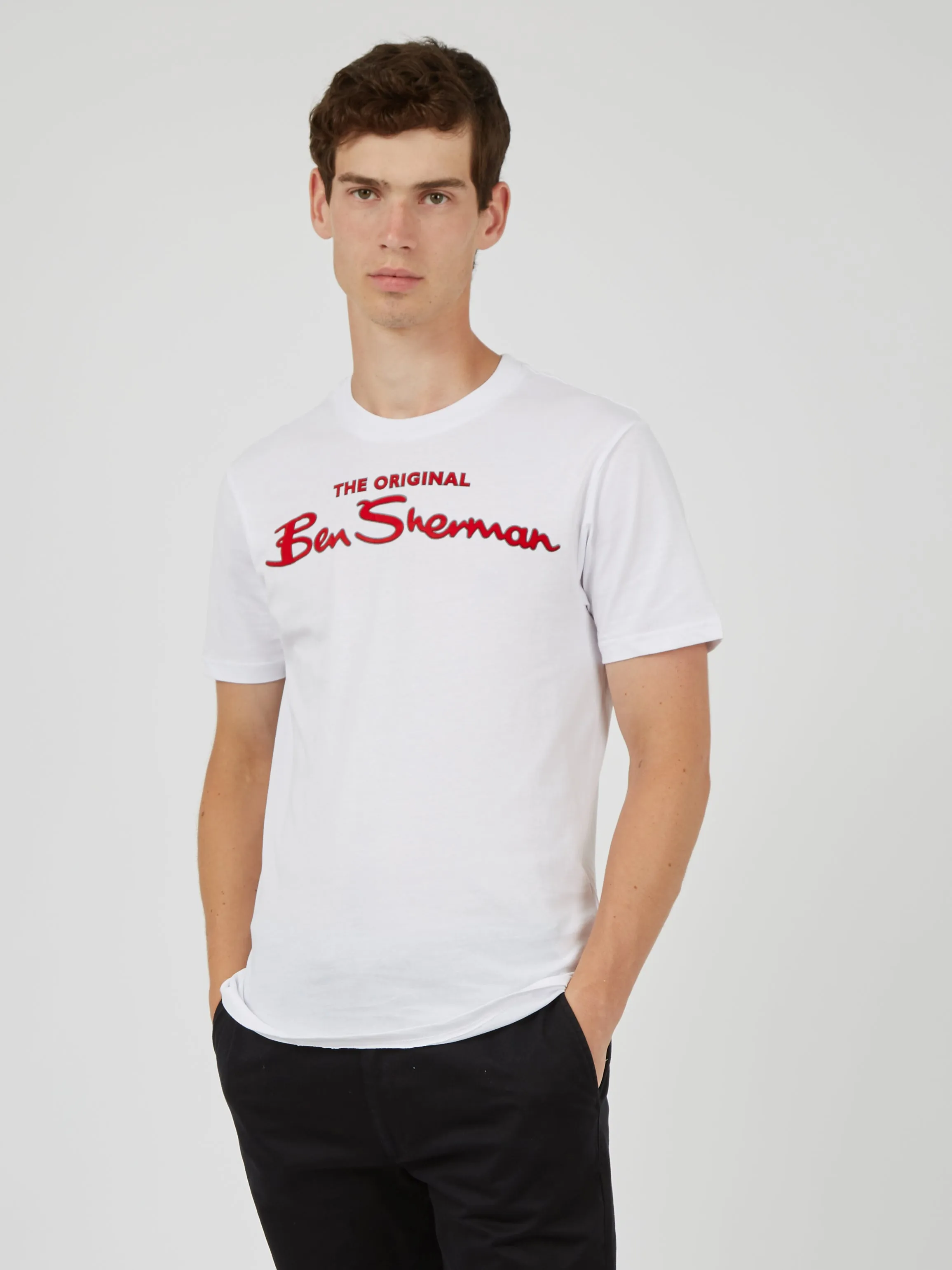 Signature Flock Graphic Tee - White sold by Ben Sherman