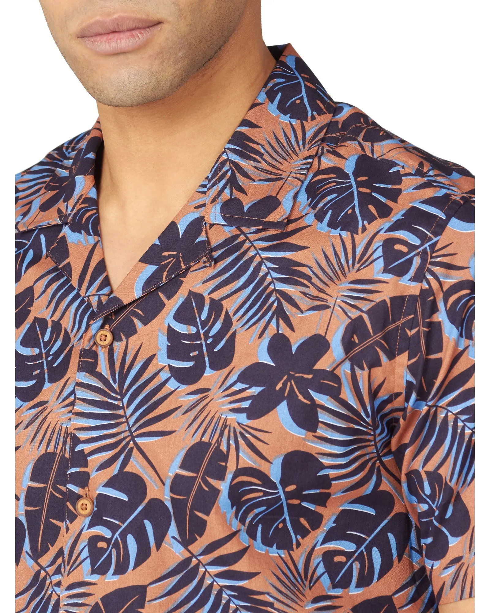 Short-Sleeve Botanical-Print Shirt - Anise sold by Ben Sherman product image thumbnail 3