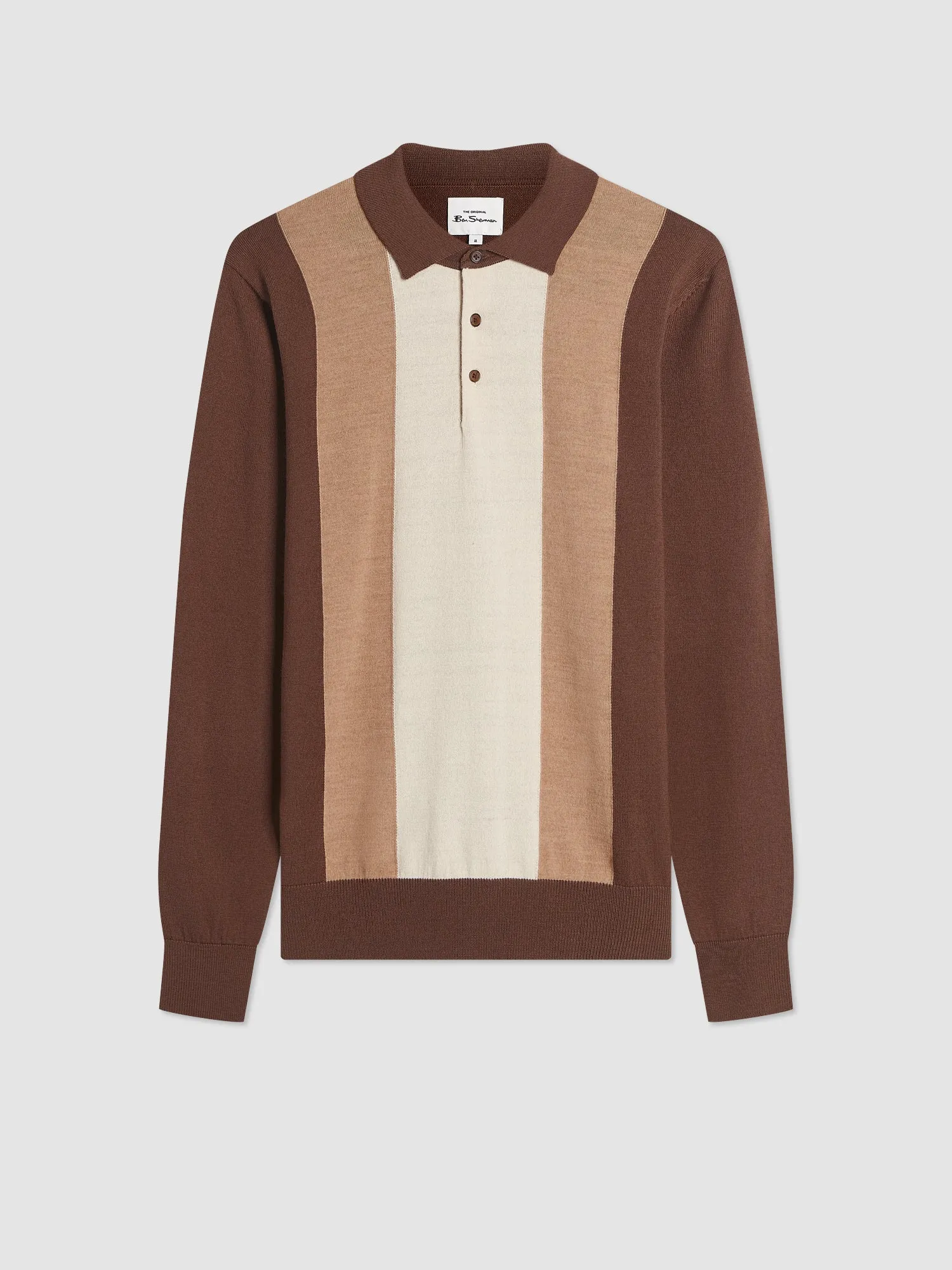 Block Stripe Merino Knit Polo - Chocolate sold by Ben Sherman product image thumbnail 4