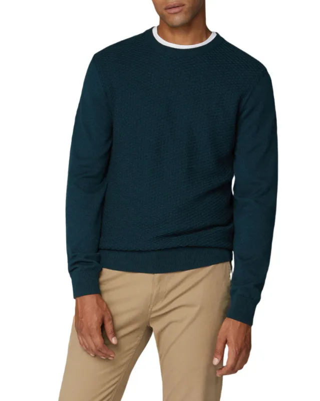 Textured Knit Crewneck Sweater - Trekking Green sold by Ben Sherman