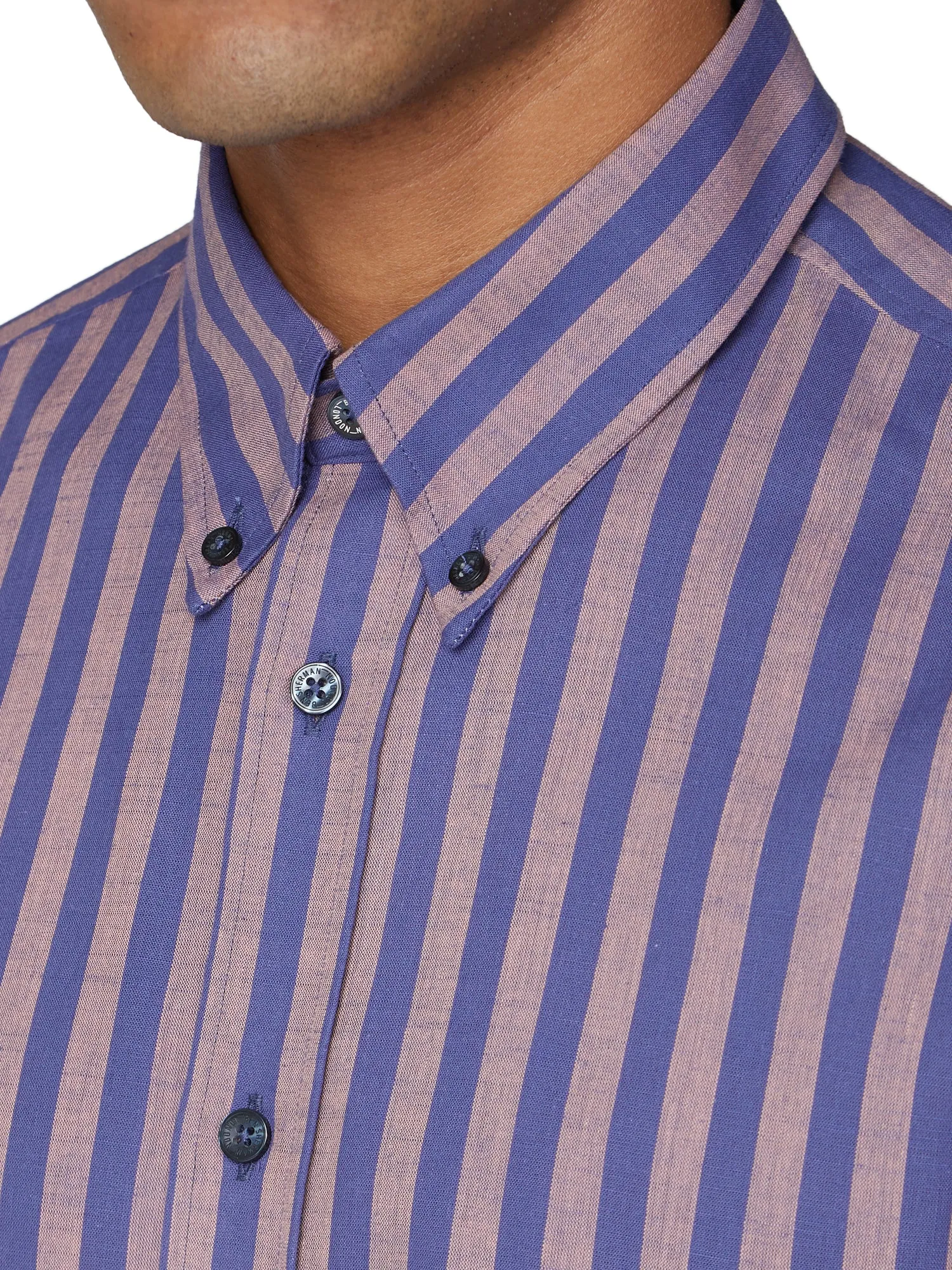 Short Sleeve Vertical Slub Stripe Shirt - Cobalt sold by Ben Sherman product image thumbnail 2