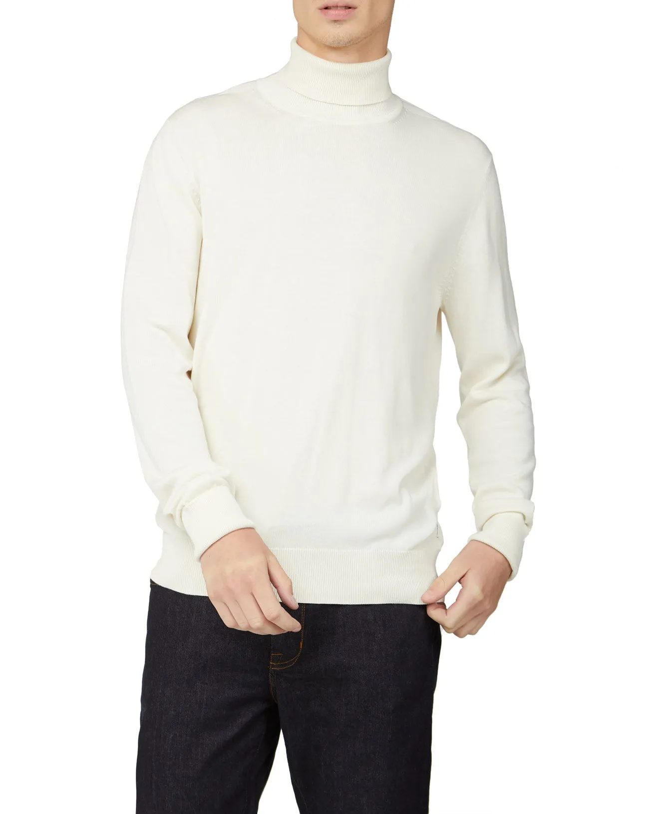 Signature Cotton Roll Neck Sweater - Ivory sold by Ben Sherman