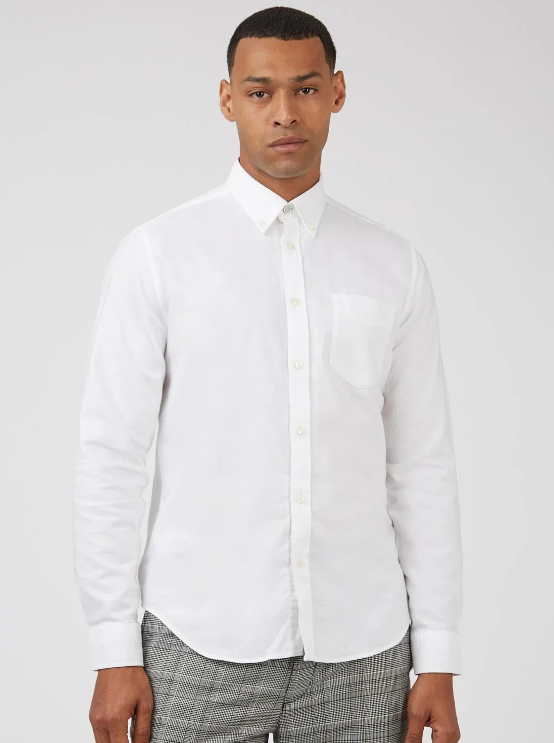 Signature Organic Long-Sleeve Oxford Shirt - White sold by Ben Sherman product image thumbnail 4