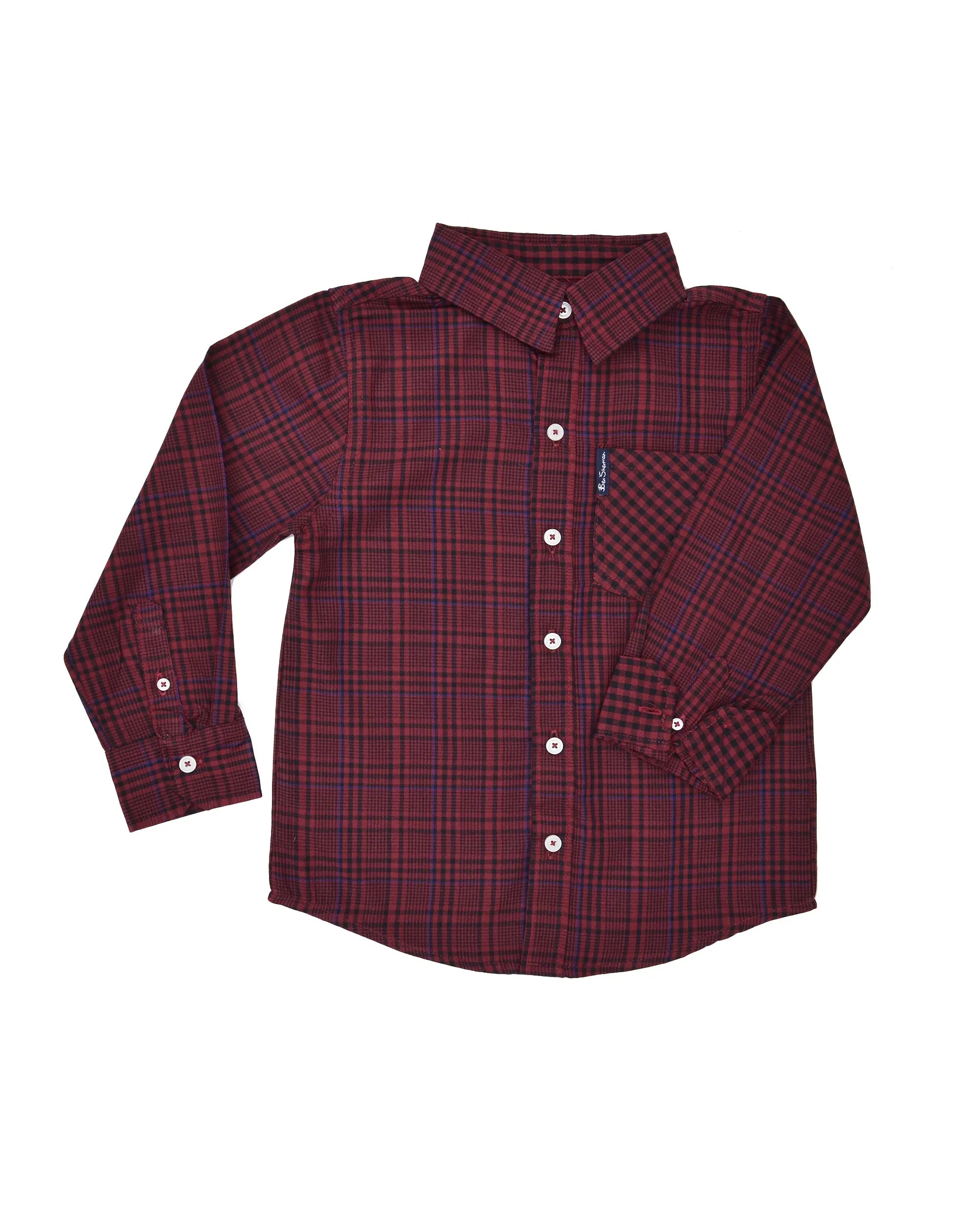 Boys' Red & Black Plaid with Blue Yarn Dyed Shirt (Sizes 8-18) sold by Ben Sherman