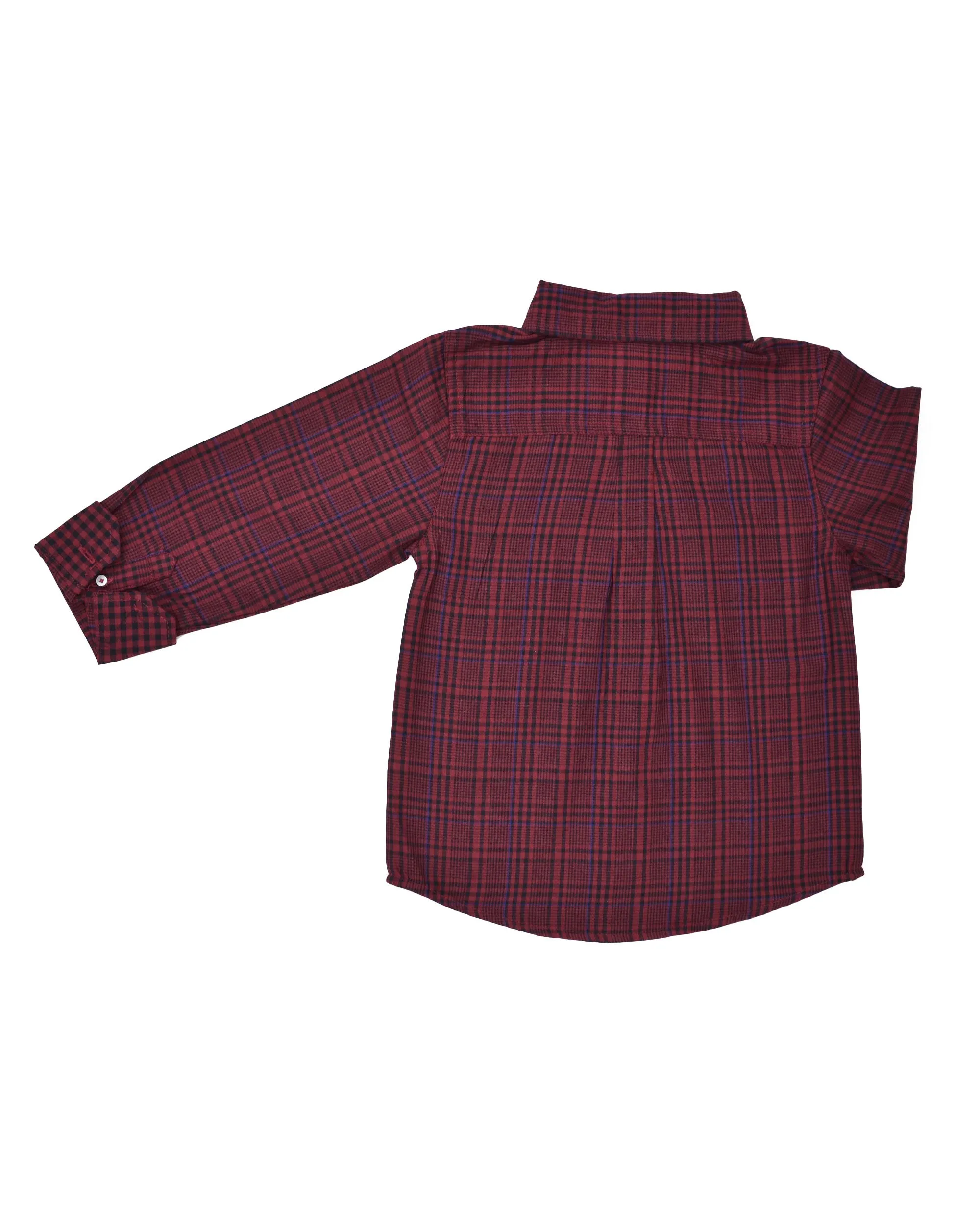 Boys' Red & Black Plaid with Blue Yarn Dyed Shirt (Sizes 8-18) sold by Ben Sherman product image thumbnail 3